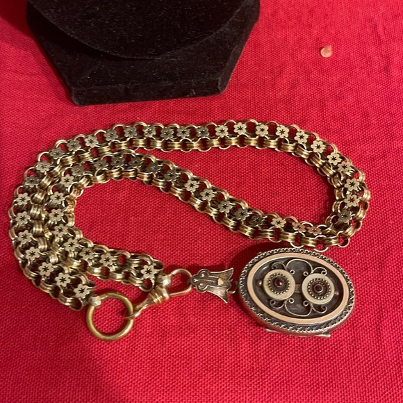 Antique Victorian C1880 Goldfilled /Silver Book Chain-silver 10k Gold Locket - Picture 8 of 15